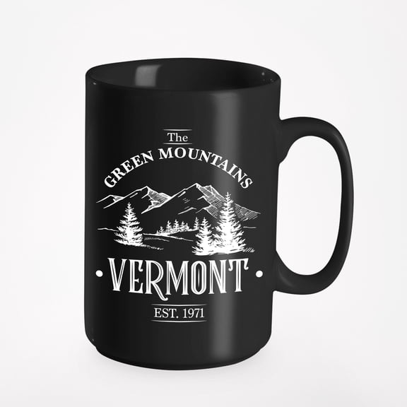The Green Mountains Vermont Est. 1971 Cup, Black 15oz Ceramic Mug
