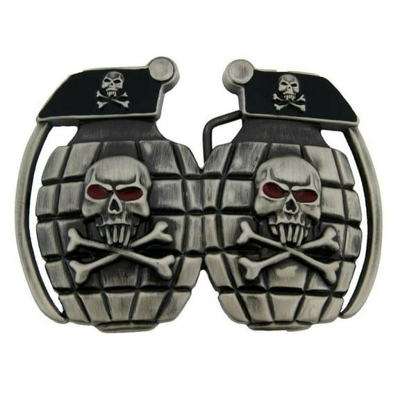 The Grenade Belt Buckle Skull Skeleton Tattoo US Army Soldier Device Explosive