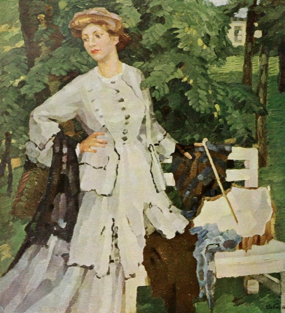 The Grey Dress Deutsche kunst und dekoration 23 1908 Canvas Art - Leo Putz (18 x 24)