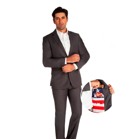 The Grey Madison - Shinesty American Flag Lined Suit US Jacket 48