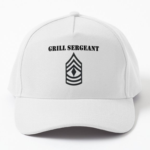The Grill Sergeant Baseball Hat, BBQ Command Wordplay Graphic Design, Classic Cap
