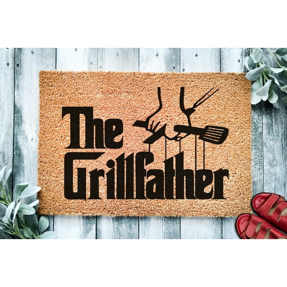 The Grillfather | Dad Gift Grilling | Funny Doormat | Welcome Mat | Funny Door Mat | Funny Gift | Home Doormat | Backyard Porch Mat