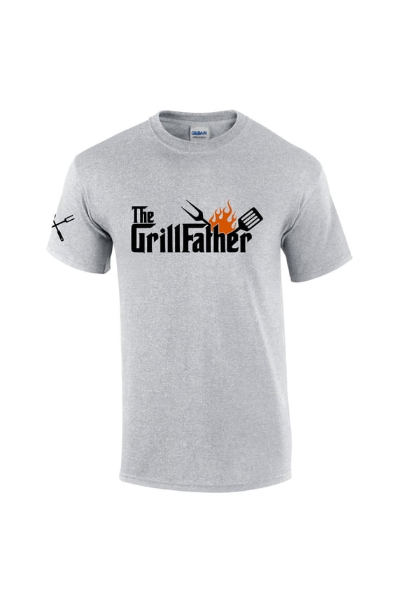 The Grillfather Dad Grandpa Funny Grillin Men's Short Sleeve Fathers Day T-shirt Graphic Tee-Sports Grey-large