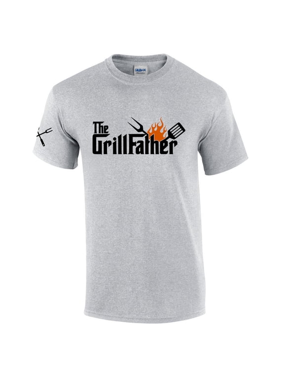 The Grillfather Dad Grandpa Funny Grillin Men's Short Sleeve Fathers Day T-shirt Graphic Tee-Sports Grey-small