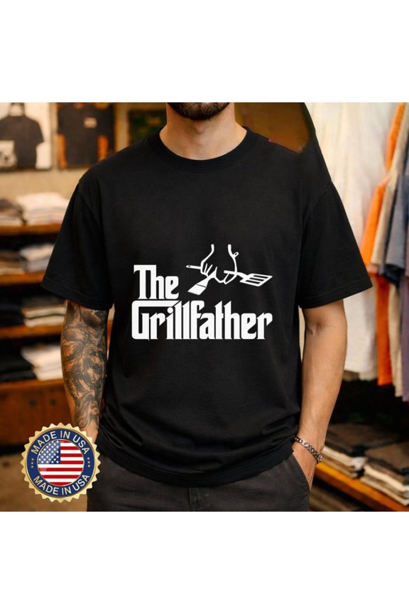 The Grillfather Funny Grill Master BBQ Shirt_logo_clean, Graphic T-Shirt