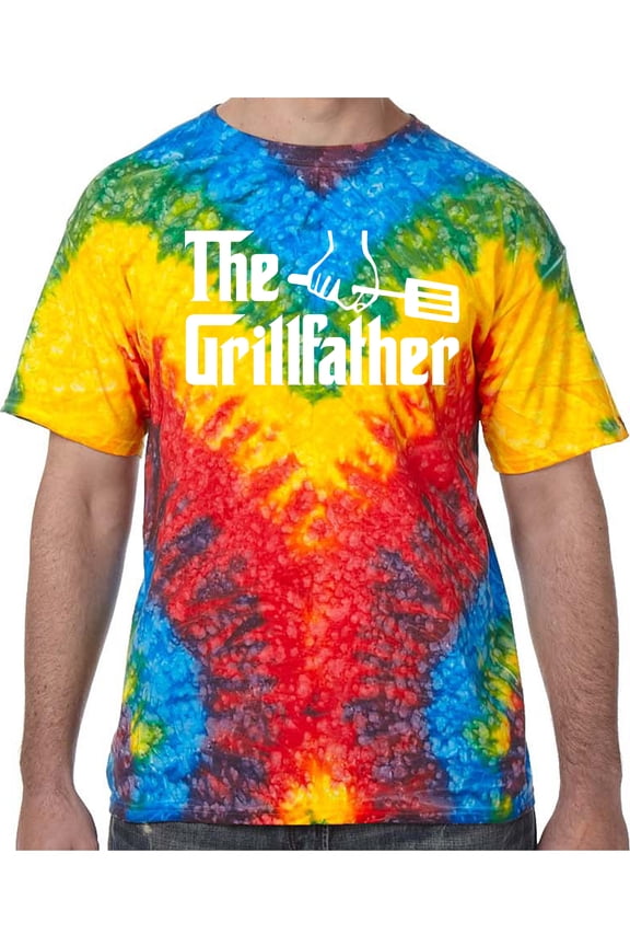 The Grillfather (white ink) Tie Dye Tee Shirt - Woodstock, XL