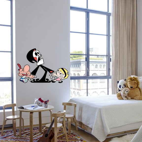 The Grim Adventures of Billy and Mandy Animation Wall Art Decal Vinyl Sticker Home Decor Sticker Vinyl Mural Baby Kids Room Bedroom Nursery Kindergarten School House Design Peel and Stick 30x15 inch