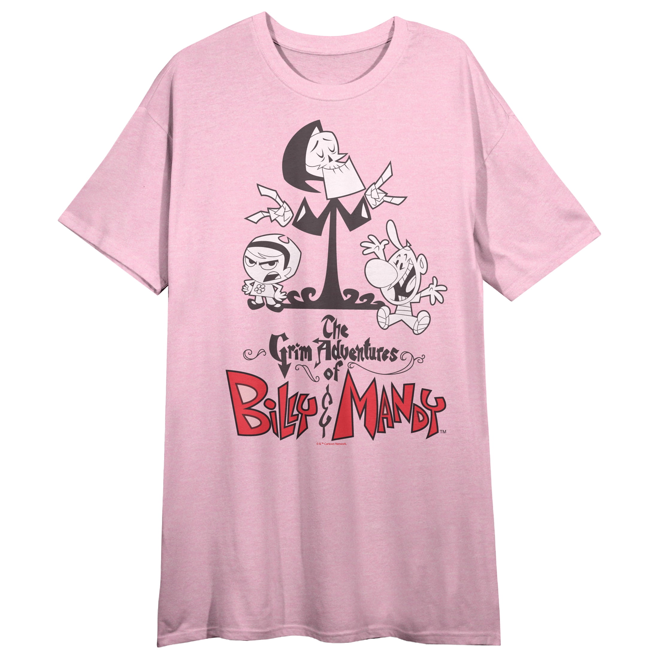 The Grim Adventures of Billy & Mandy Women's Pink Heather Short Sleeve Sleep Shirt-Medium