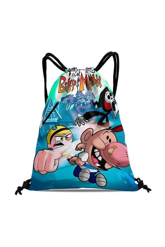 The Grim Adventures of Billy and Mandy-theme Drawstring Backpack Sports Gym Bag Water Resistant String Bag Cinch Bag12X1630X40cm