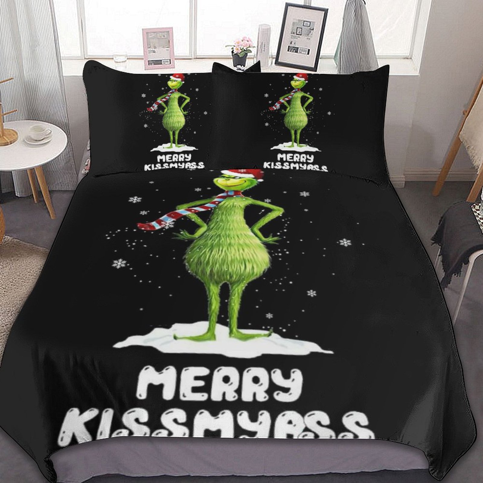 The Grinch 3 Pieces Quilt Cover Set Soft Bedding Set 1 Duvet Cover + 2