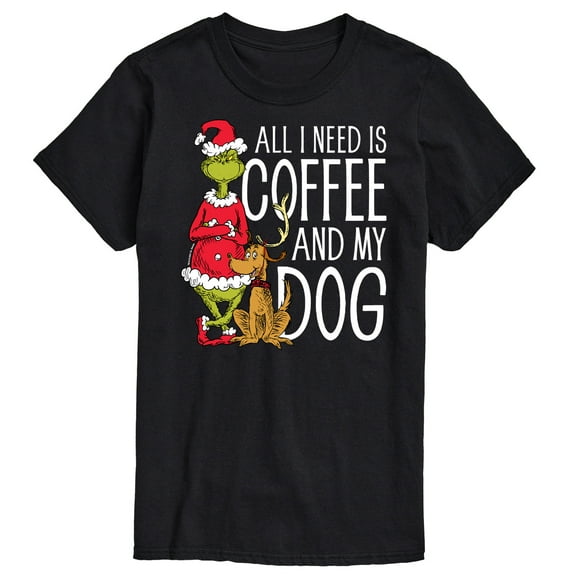 The Grinch - All I Need Is Coffee And My Dog - Men's Short Sleeve Graphic T-Shirt