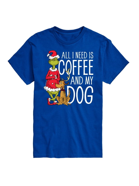 The Grinch - The Grinch and Max All I Need Is Coffee and My Dog Men's Short Sleeve Graphic T-Shirt