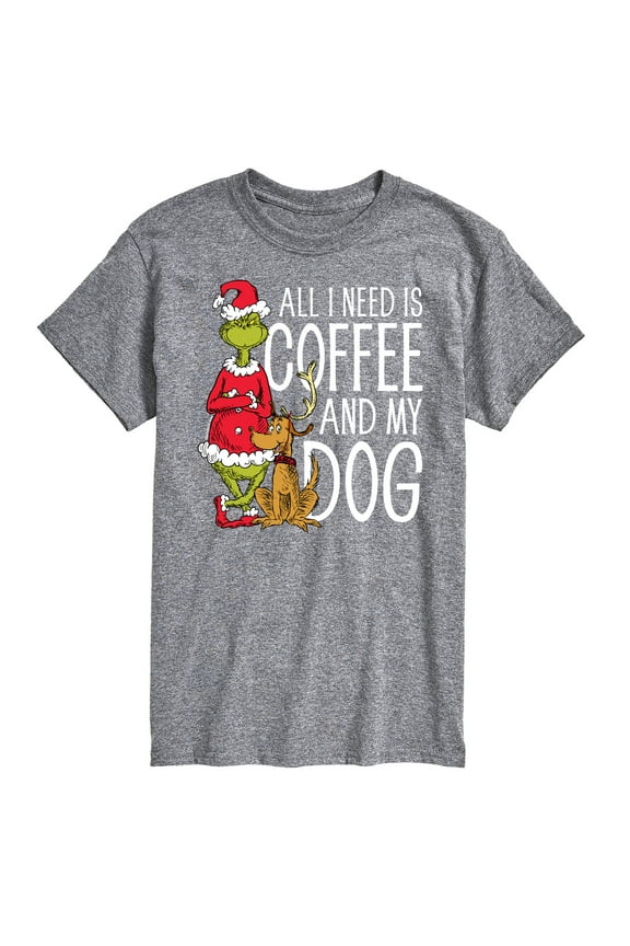 The Grinch - All I Need Is Coffee And My Dog - Men's Short Sleeve Graphic T-Shirt