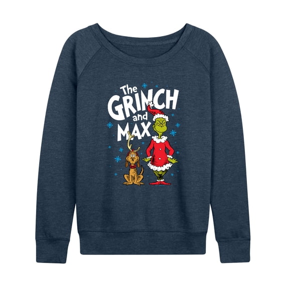 The Grinch - And Max Women's Lightweight French Terry Wide Neck Long Sleeve Graphic Shirt