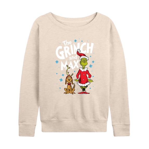 The Grinch - And Max Women's Lightweight French Terry Wide Neck Long Sleeve Graphic Shirt
