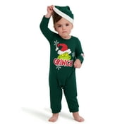 DR. SEUSS The Grinch Baby Unisex Green Long Sleeve Coverall and Hat, Sizes 0/3M-24M