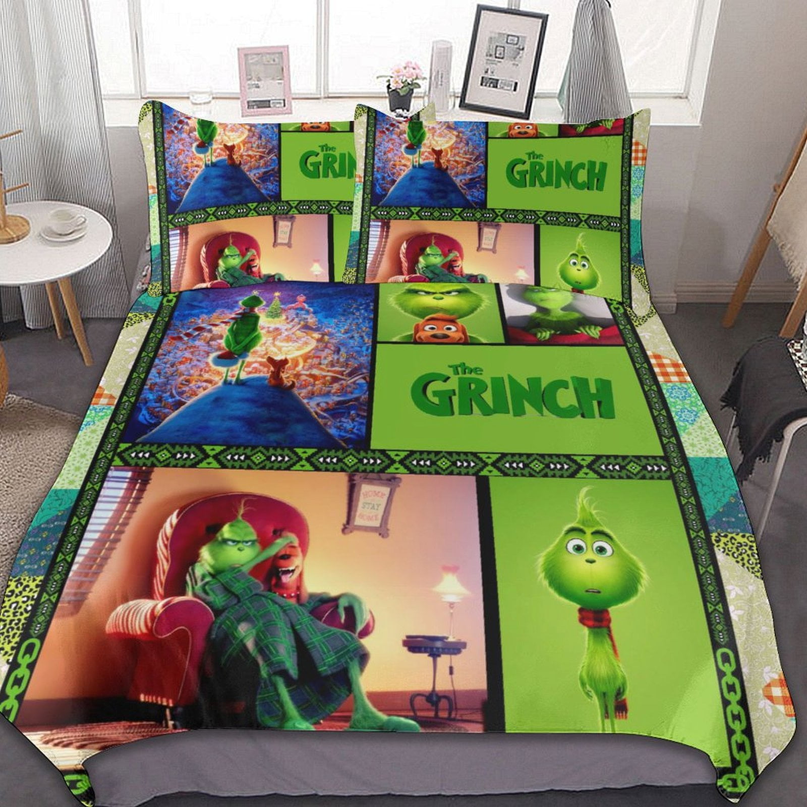 The Grinch Bed Duvet Cover Microfiber Bedding Sets 3D Printed