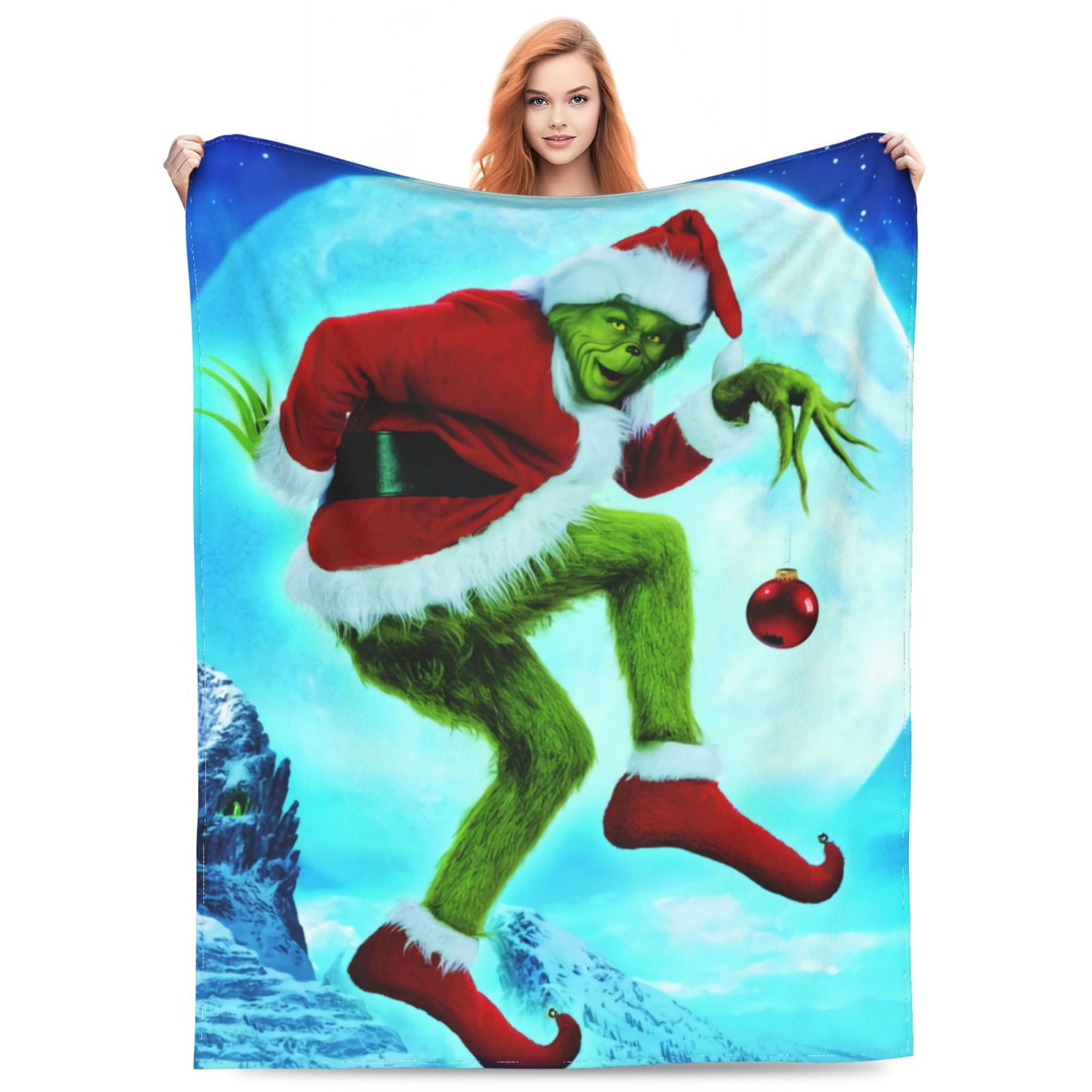 The Grinch Blanket Ultra Soft Flannel Fleece Warm Xmas Throw Blanket