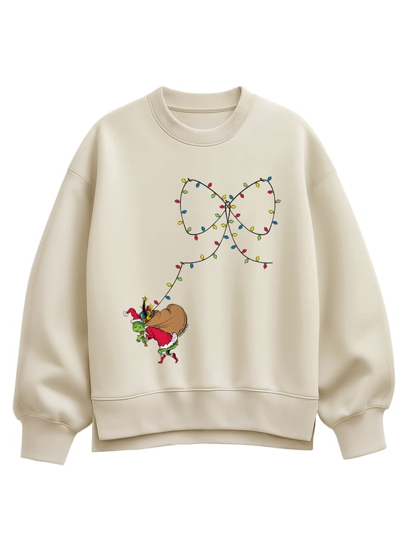 The Grinch - Bow Lights Women's Oversized Fleece Crew Sweatshirt