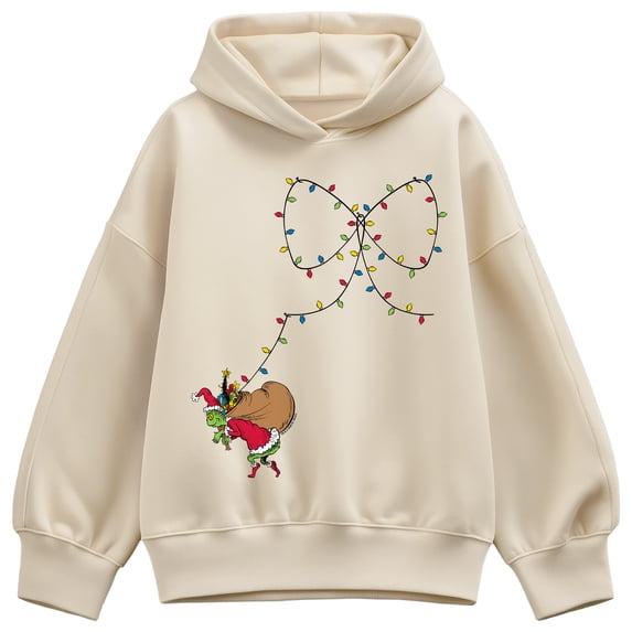 The Grinch - Bow Lights Oversized Fleece Hoodie Sweatshirt