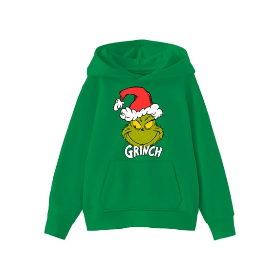 The Grinch Kids Graphic Fleece Hoodie, Mischievous Smile, Sizes 4-18