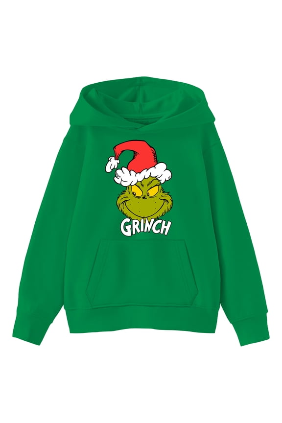 The Grinch Kids Graphic Fleece Hoodie, Mischievous Smile, Sizes 4-18