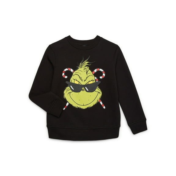 The Grinch Boys’ Graphic Sweatshirt with Long Sleeves, Sizes 4-18