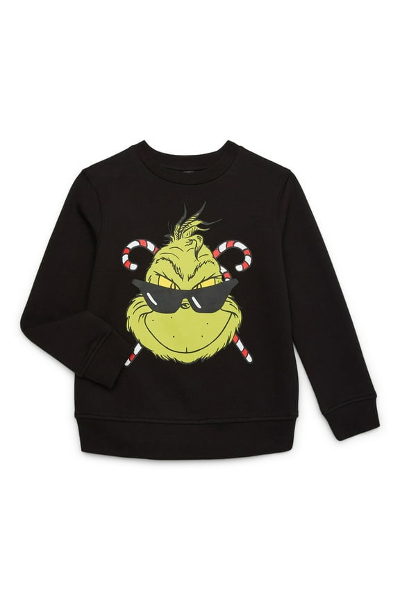 The Grinch Boys’ Graphic Sweatshirt with Long Sleeves, Sizes 4-18
