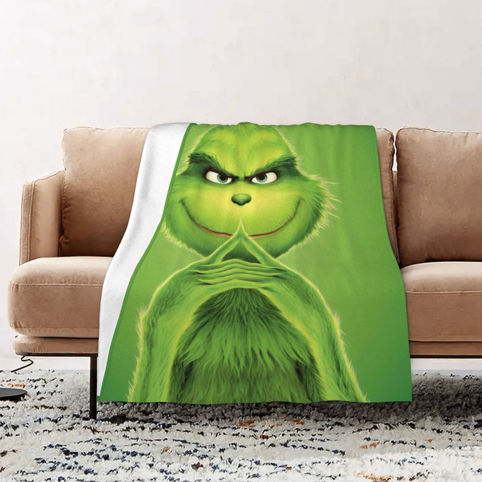 The Grinch Cartoon Blanket Soft Fuzzy Fleece Antipilling Flannel Throw