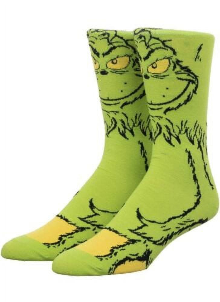 UNBRANDED The Grinch Cartoon Socks, Fun Novelty Mens/Womens Crew Character Socks Green