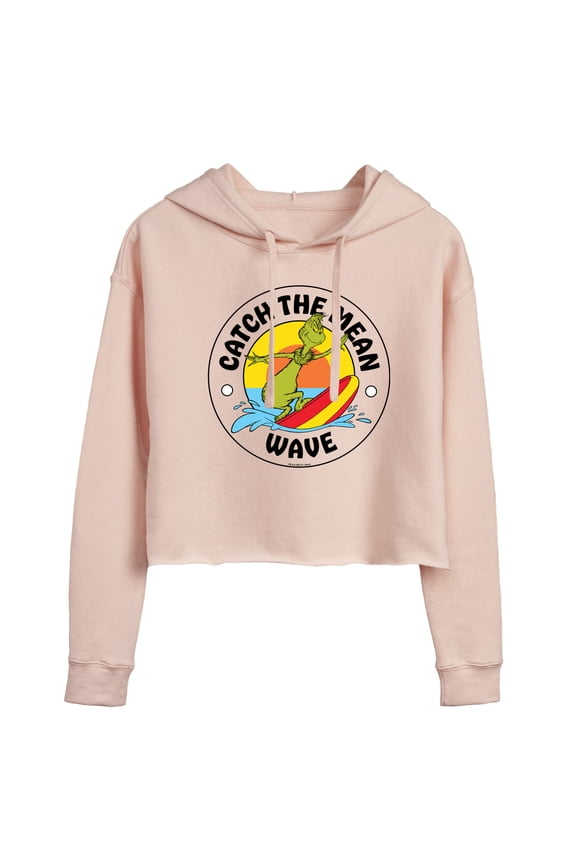 The Grinch - Catch The Mean Wave - Juniors Cropped Pullover Hoodie