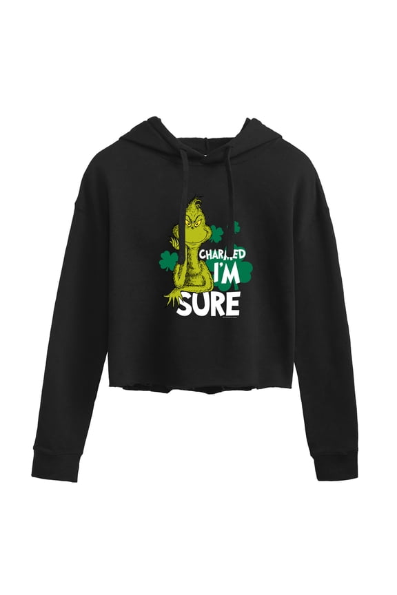 The Grinch - Charmed I'm Sure - Juniors Cropped Pullover Hoodie