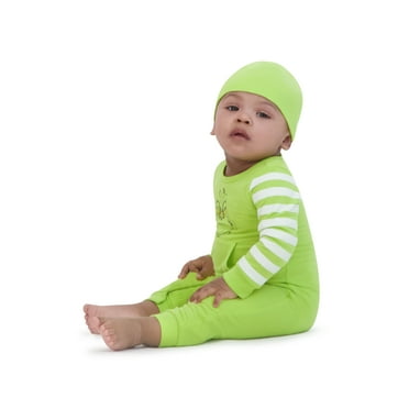 The Grinch Christmas Baby Green Coverall and Hat, Sizes 0/3M-24M