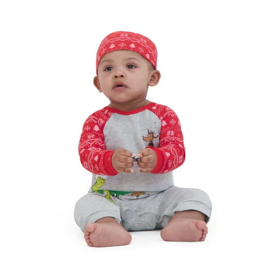 The Grinch Christmas Baby Grey Coverall and Hat, Sizes 0/3M-24M