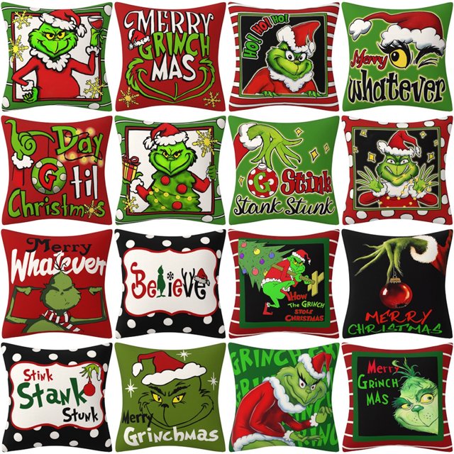 The Grinch Christmas Decorations Christmas Pillow Covers 18X18 Inch