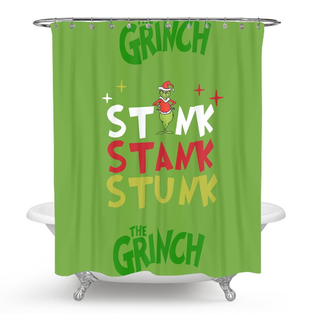 The Grinch Christmas Fabric Shower Curtain Set Bathroom Decorations