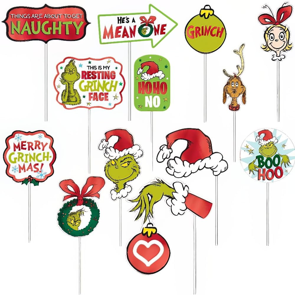 The Grinch Christmas Photo Props | Assorted | 13 Pcs