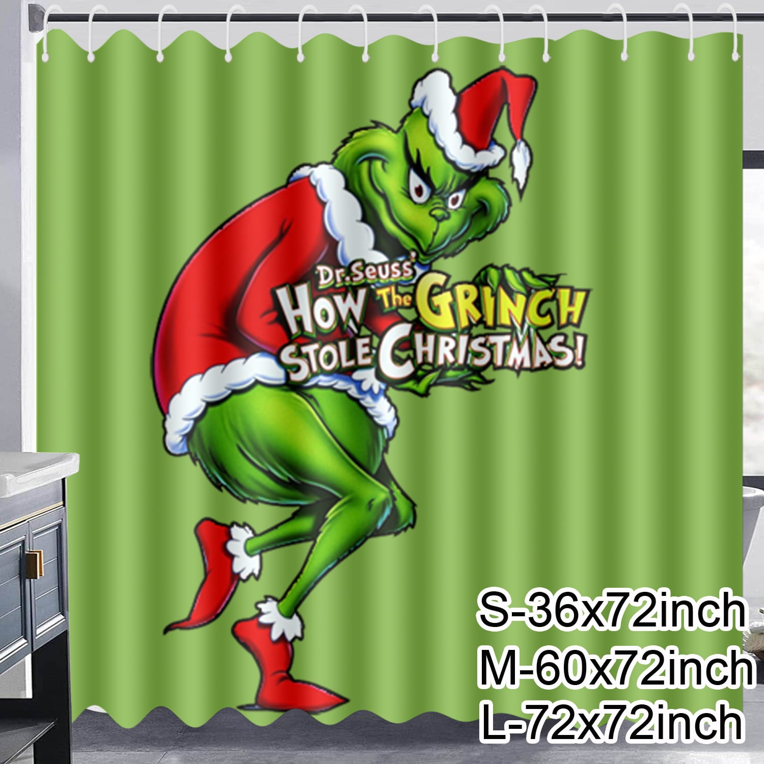 The Grinch Christmas Shower Curtain for Bathroom Sets Christmas Style