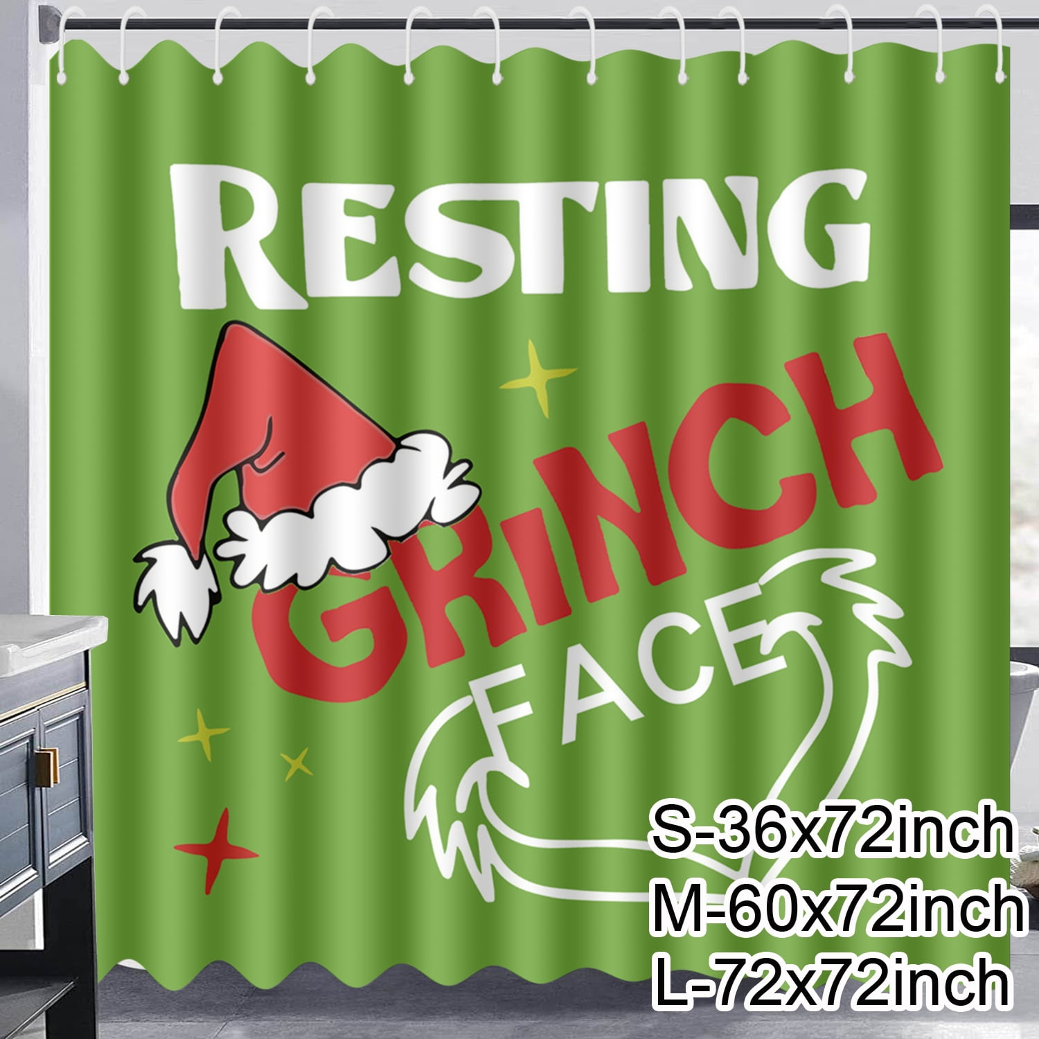 The Grinch Christmas Shower Curtain Merry Christmas Bathroom Decor with