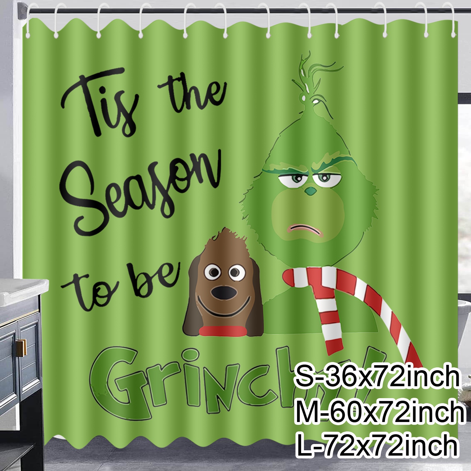 The Grinch Christmas Shower Curtain, Shower Curtain for Bathroom Decor