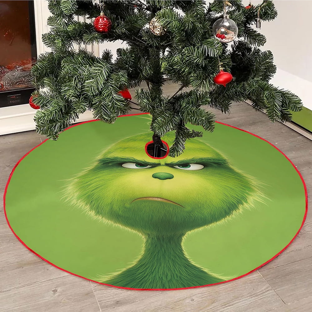 The Grinch Christmas Tree Skirt 36 Inches Xmas Red Green Grinch Plaid Tree Skirt Christmas Tree