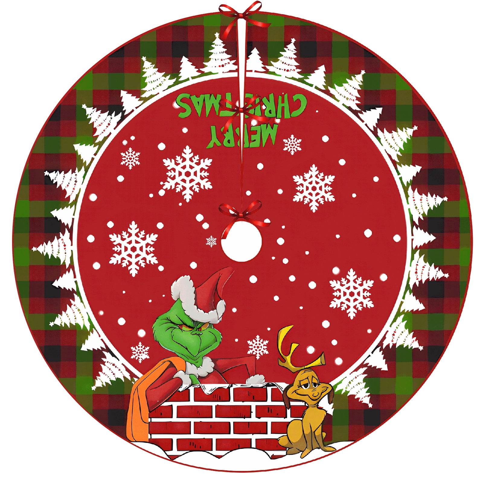 The Grinch Christmas Tree Skirt for Xmas Holiday Party Decorations