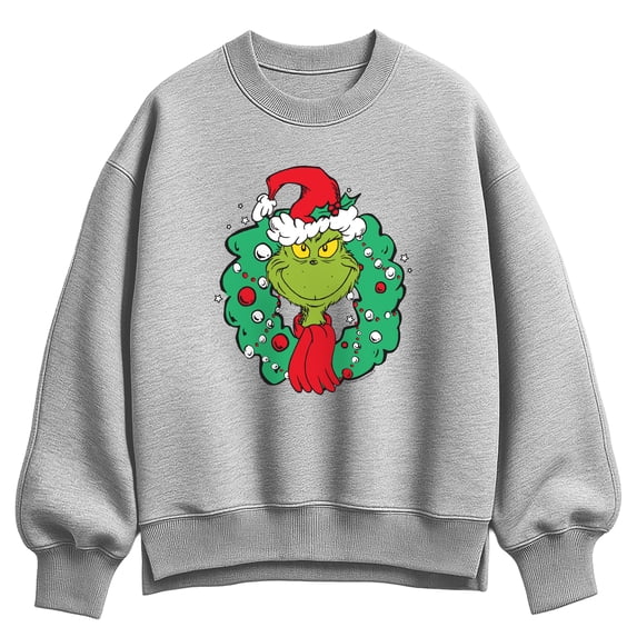 The Grinch - Christmas Wreath Women's Oversized Fleece Crew Sweatshirt