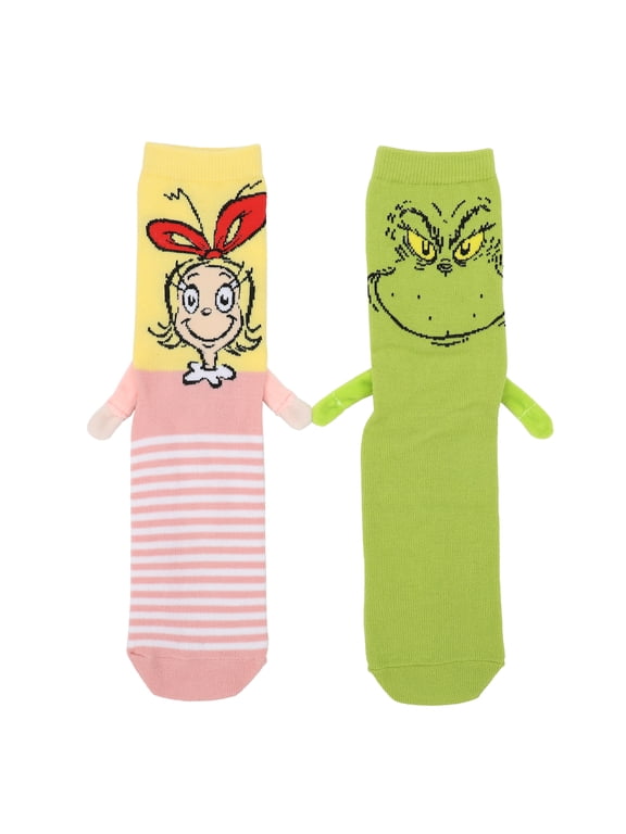 The Grinch & Cindy-Lou-Who Women's Crew Magnetic Hand Holding Socks