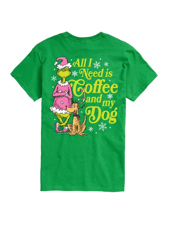The Grinch - Coffee And My Dog Men's Short Sleeve Graphic T-Shirt