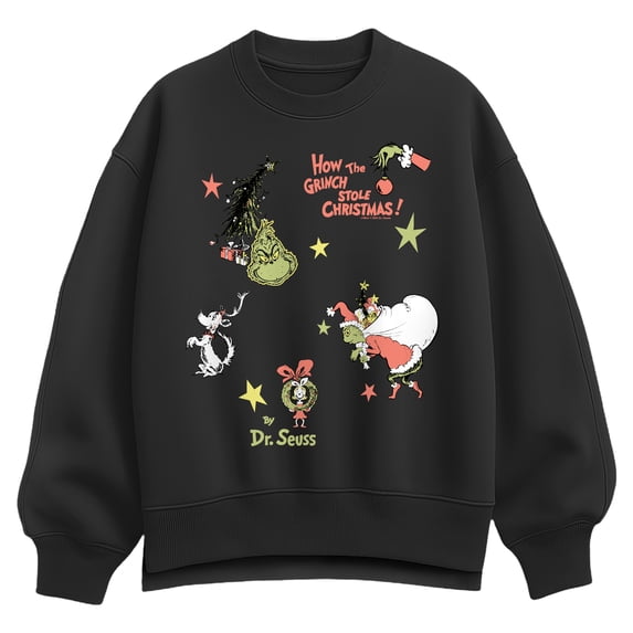 The Grinch - Collage Women's Oversized Fleece Crew Sweatshirt
