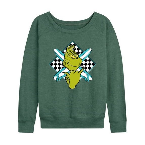 The Grinch - Crossed Surfboards - Women's Lightweight French Terry Long Sleeve Shirt