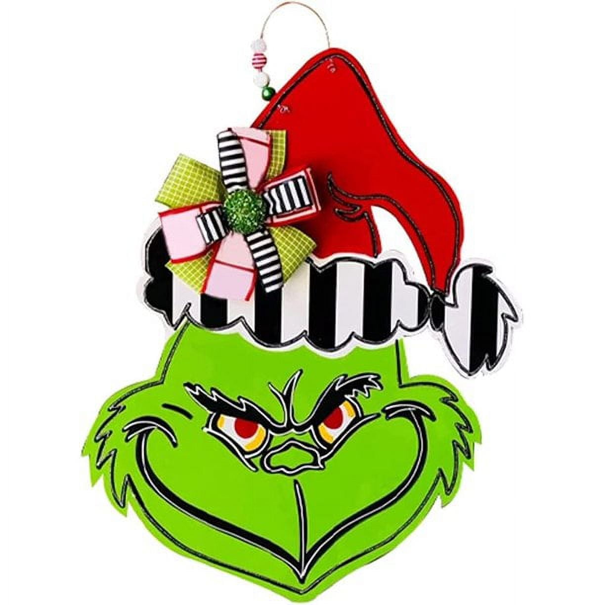 The Grinch Decorations for Christmas Wooden Funny Grinch Wreath