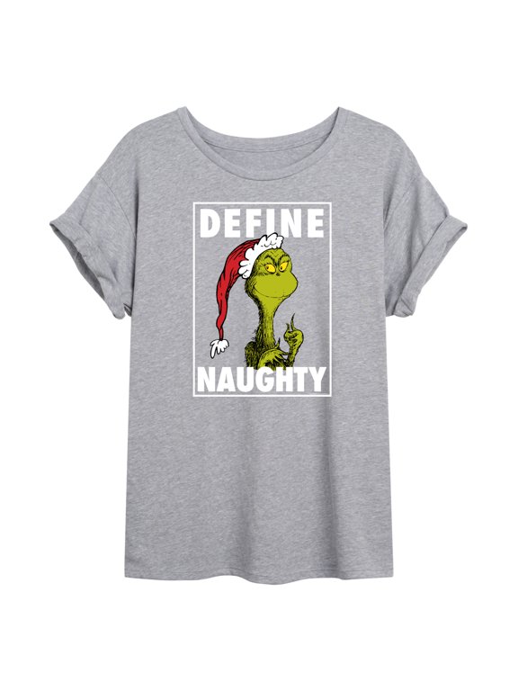 The Grinch - Define Naughty - Juniors Oversized Graphic T-Shirt