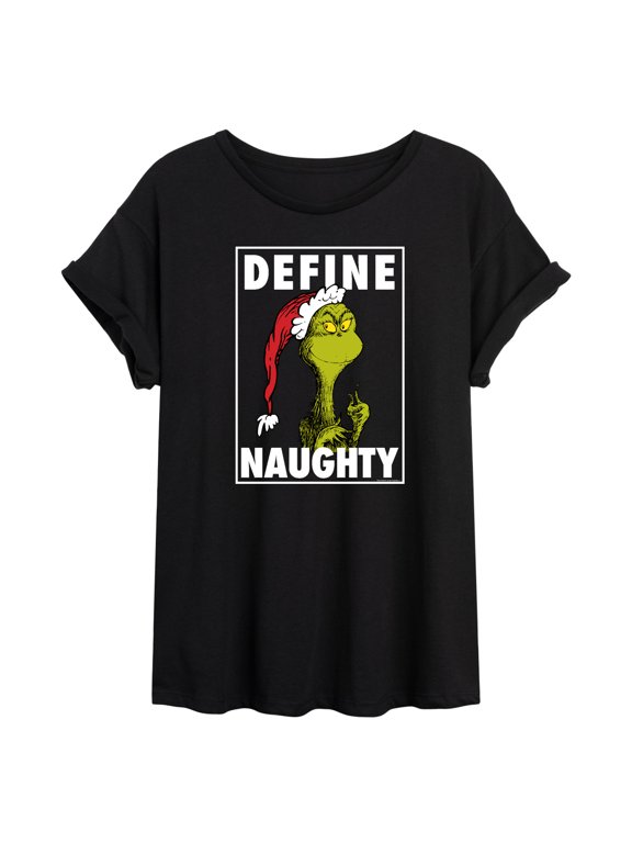 The Grinch - Define Naughty - Juniors Oversized Graphic T-Shirt